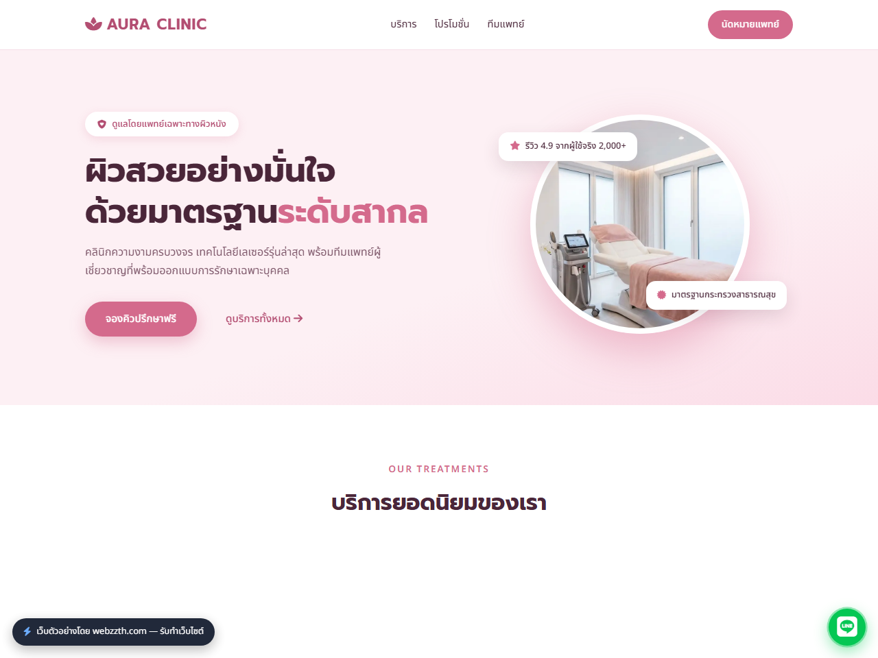 เว็บตัวอย่างคลินิกความงาม Aura Clinic